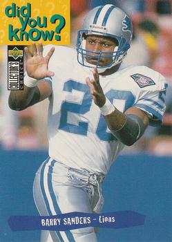 Barry Sanders Detroit Lions 1995 Upper Deck Collector's Choice Did You know? #31